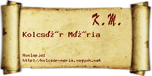 Kolcsár Mária névjegykártya